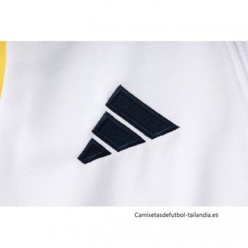Chandal de Sudadera del Real Madrid Nino 2024-2025 Blanco Amarillo