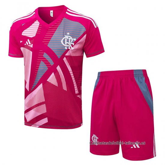 Chandal del Flamengo Manga Corta 2025-2026 Rosa - Pantalon Corto - Haga un click en la imagen para cerrar