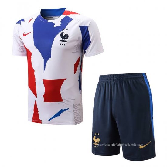 Chandal del Francia Manga Corta 2022-2023 Blanco Rojo Azul - Pantalon Corto - Haga un click en la imagen para cerrar