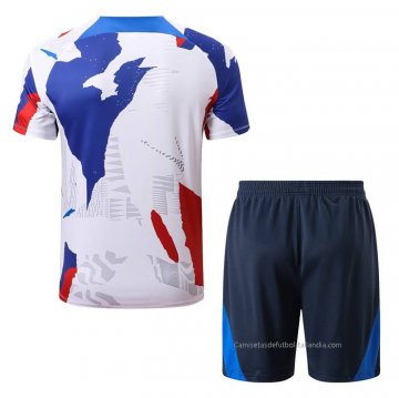 Chandal del Francia Manga Corta 2022-2023 Blanco Rojo Azul - Pantalon Corto