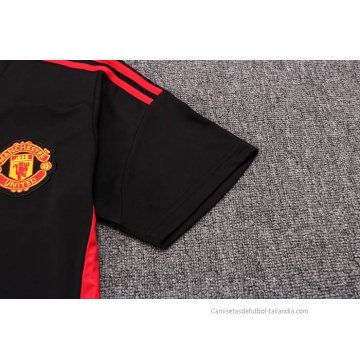 Chandal del Manchester United Manga Corta 2022-2023 Negro - Pantalon Corto