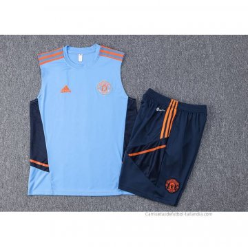 Chandal del Manchester United Sin Mangas 2022-2023 Azul Claro