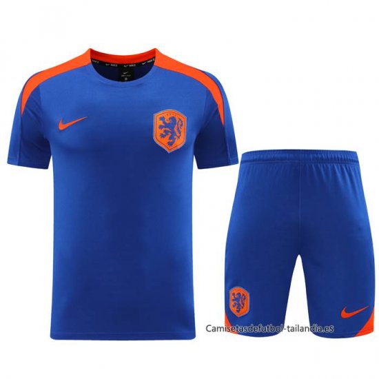 Chandal del Paises Bajos Manga Corta 2024-2025 Azul - Pantalon Corto - Haga un click en la imagen para cerrar