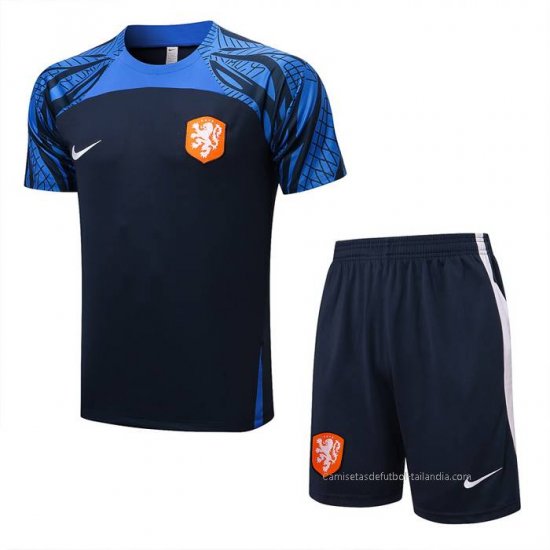 Chandal del Paises Bajos Manga Corta 2022-2023 Azul - Pantalon Corto - Haga un click en la imagen para cerrar