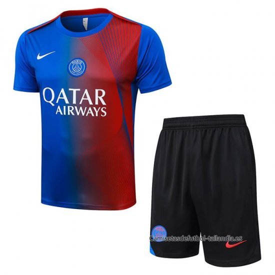 Chandal del Paris Saint-Germain Manga Corta 2025-2026 Azul Rojo - Pantalon Corto - Haga un click en la imagen para cerrar