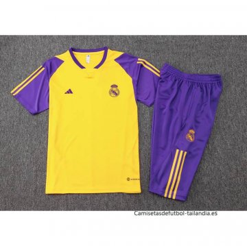 Chandal del Real Madrid Manga Corta 2024-2025 Amarillo - Pantalon Corto