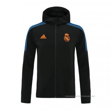 Chaqueta con Capucha del Real Madrid 2021-2022 Negro Chaqueta con Capucha del Real Madrid 2021-2022 Negro