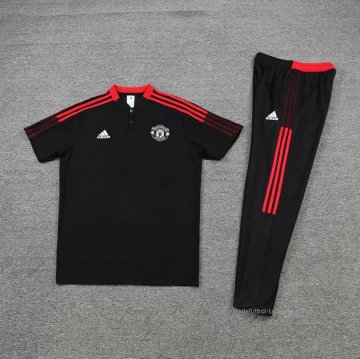 Conjunto Polo del Manchester United 2022-2023 Negro y Rojo