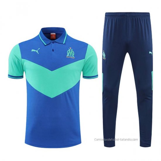 Conjunto Polo del Olympique Marsella 2022-2023 Azul y Verde - Haga un click en la imagen para cerrar