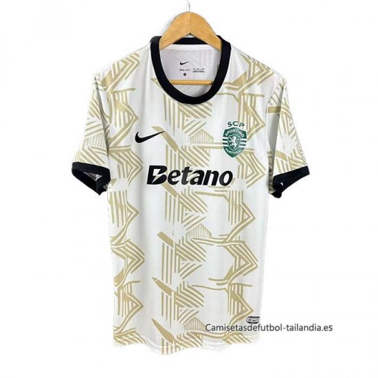 Tailandia Camiseta Sporting Special 2025-2026 Blanco Amarillo - Haga un click en la imagen para cerrar