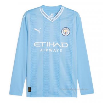 1ª Camiseta Manchester City Manga Larga Nino 2023-2024