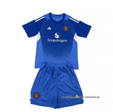 Camiseta Manchester United Portero Nino 2025-2026 Azul Camiseta Manchester United Portero Nino 2025-2026 Azul