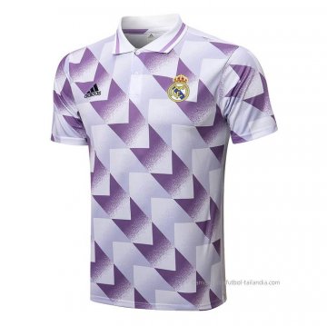 Camiseta Polo del Real Madrid 2022-2023 Blanco y Purpura Camiseta Polo del Real Madrid 2022-2023 Blanco y Purpura