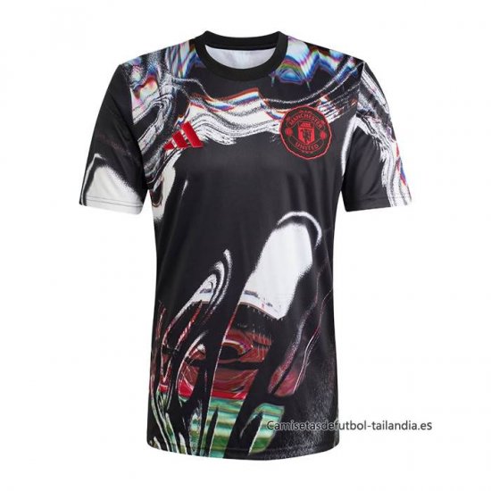 Camiseta Pre Partido del Manchester United 2025-2026 Negro Blanco - Haga un click en la imagen para cerrar