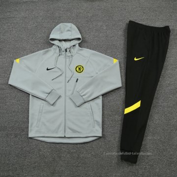 Chandal con Capucha del Chelsea 2021-2022 Gris