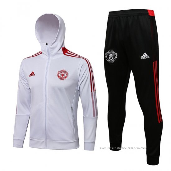 Chandal con Capucha del Manchester United 2021-2022 Blanco - Haga un click en la imagen para cerrar