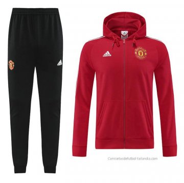 Chandal con Capucha del Manchester United 2022-2023 Rojo Chandal con Capucha del Manchester United 2022-2023 Rojo