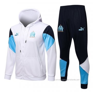 Chandal con Capucha del Olympique Marsella 2021-2022 Blanco Chandal con Capucha del Olympique Marsella 2021-2022 Blanco