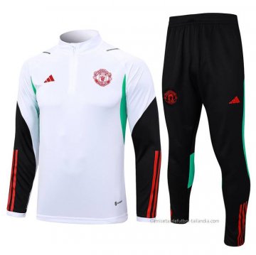 Chandal de Sudadera del Manchester United Nino 2023-2024 Blanco Chandal de Sudadera del Manchester United Nino 2023-2024 Blanco
