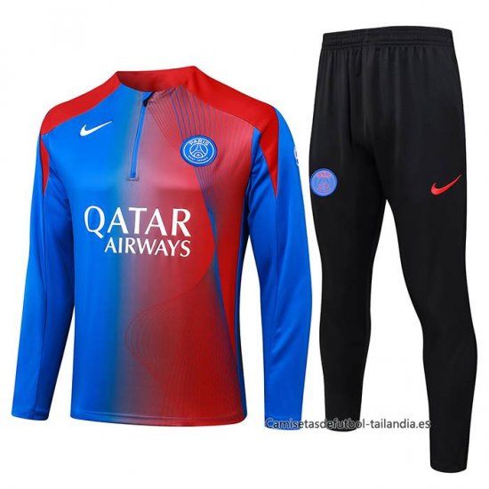 Chandal de Sudadera del Paris Saint-Germain 2025-2026 Azul Rojo - Haga un click en la imagen para cerrar