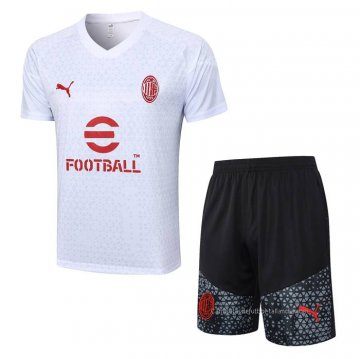 Chandal del AC Milan Manga Corta 2023-2024 Blanco - Pantalon Corto Chandal del AC Milan Manga Corta 2023-2024 Blanco - Pantalon Corto
