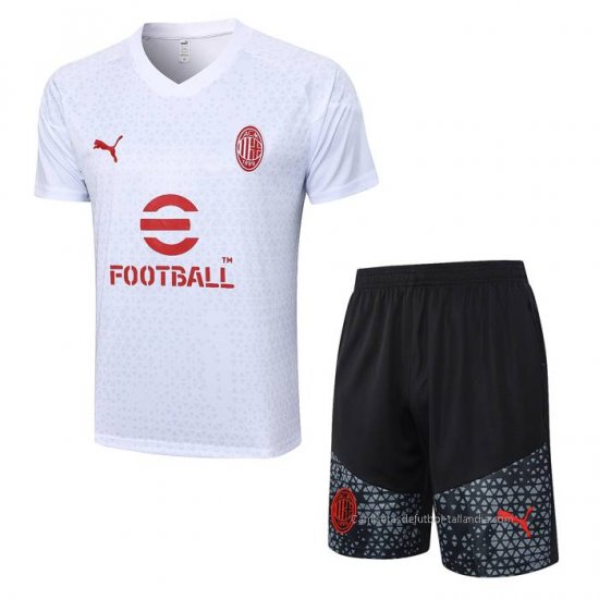 Chandal del AC Milan Manga Corta 2023-2024 Blanco - Pantalon Corto - Haga un click en la imagen para cerrar