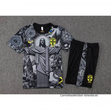 Chandal del Brasil Jesus Manga Corta 2024-2025 Negro - Pantalon Corto