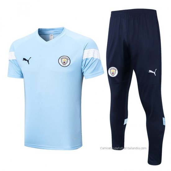 Chandal del Manchester City Manga Corta 2022-2023 Azul - Haga un click en la imagen para cerrar