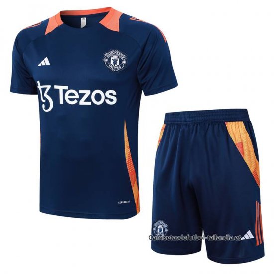 Chandal del Manchester United Manga Corta 2024-2025 Azul - Pantalon Corto - Haga un click en la imagen para cerrar