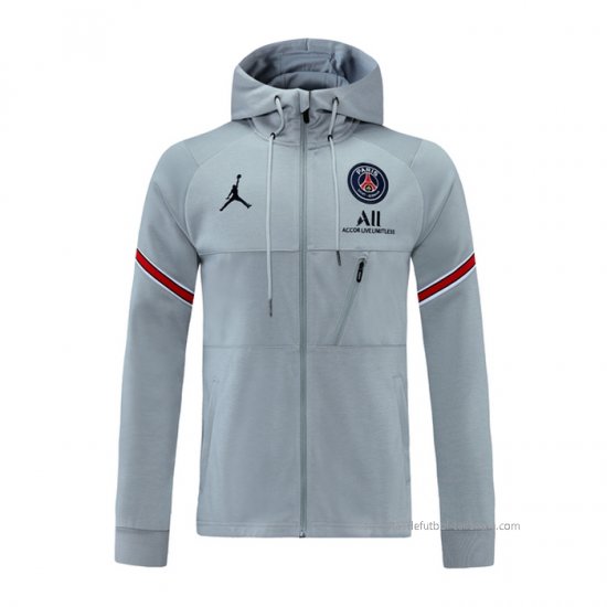 Chaqueta con Capucha del Paris Saint-Germain 2021-2022 Gris - Haga un click en la imagen para cerrar