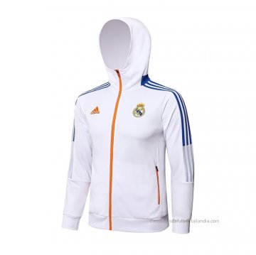 Chaqueta con Capucha del Real Madrid 2021-2022 Blanco Chaqueta con Capucha del Real Madrid 2021-2022 Blanco