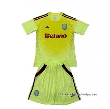 Camiseta Aston Villa Portero Nino 2025-2026 Amarillo Camiseta Aston Villa Portero Nino 2025-2026 Amarillo