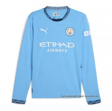 1ª Camiseta Manchester City Manga Larga Nino 2024-2025