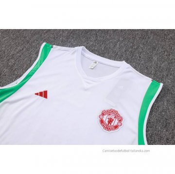 Camiseta de Entrenamiento Manchester United Sin Mangas 2023-2024 Blanco