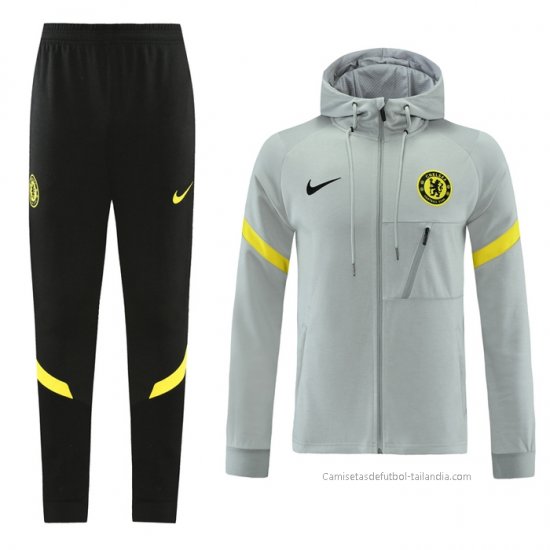 Chandal con Capucha del Chelsea 2021-2022 Gris - Haga un click en la imagen para cerrar