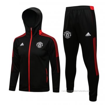Chandal con Capucha del Manchester United 2021-2022 Negro Chandal con Capucha del Manchester United 2021-2022 Negro