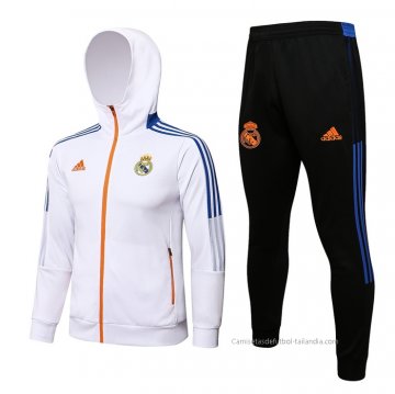 Chandal con Capucha del Real Madrid 2021-2022 Blanco Chandal con Capucha del Real Madrid 2021-2022 Blanco
