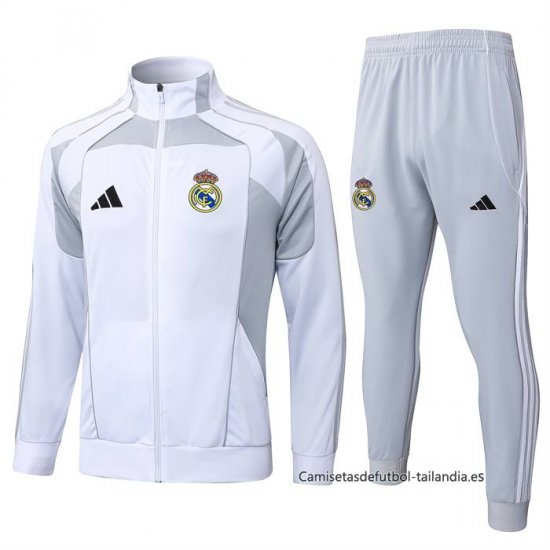 Chandal de Chaqueta del Real Madrid Nino 2025-2026 Blanco Gris - Haga un click en la imagen para cerrar