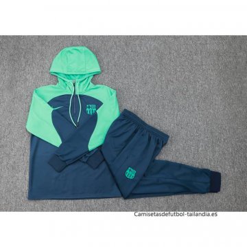 Chandal de Sudadera del Barcelona Nino 2023-2024 Azul y Verde