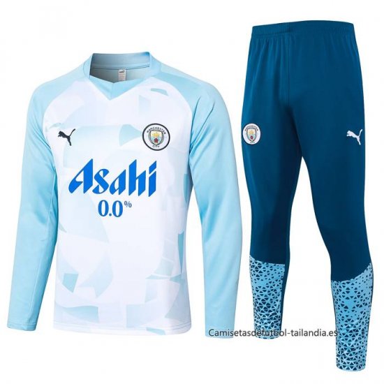 Chandal de Sudadera del Manchester City 2024 Azul y Blanco - Haga un click en la imagen para cerrar
