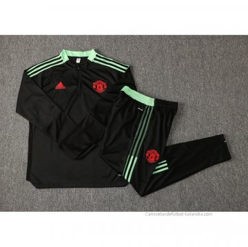Chandal de Sudadera del Manchester United Nino 2021-2022 Negro