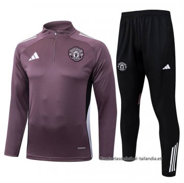 Chandal de Sudadera del Manchester United Nino 2025-2026 Purpura Chandal de Sudadera del Manchester United Nino 2025-2026 Purpura