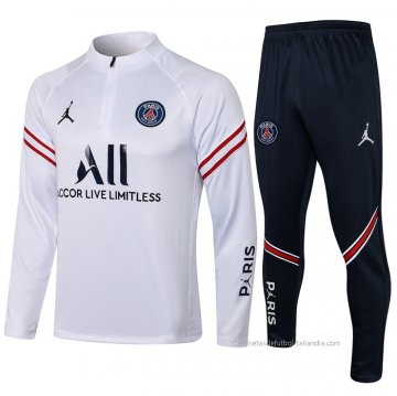 Chandal de Sudadera del Paris Saint-Germain Nino 2021-2022 Blanco Chandal de Sudadera del Paris Saint-Germain Nino 2021-2022 Blanco