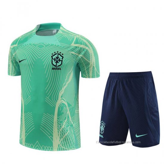 Chandal del Brasil Manga Corta 2022-2023 Verde - Pantalon Corto - Haga un click en la imagen para cerrar