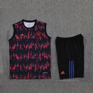 Chandal del Manchester United Sin Mangas 2022-2023 Negro y Rojo