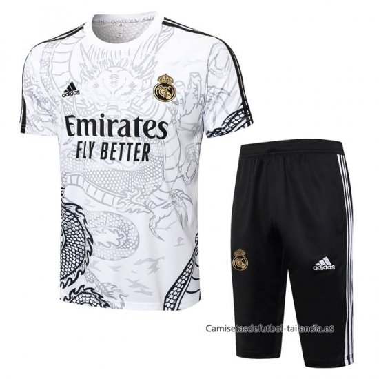 Chandal del Real Madrid Dragon Manga Corta 2024-2025 Blanco - Pantalon Corto - Haga un click en la imagen para cerrar