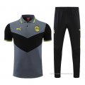 Conjunto Polo del Borussia Dortmund 2022-2023 Gris y Negro