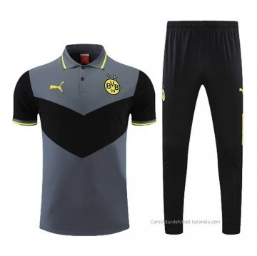 Conjunto Polo del Borussia Dortmund 2022-2023 Gris y Negro Conjunto Polo del Borussia Dortmund 2022-2023 Gris y Negro