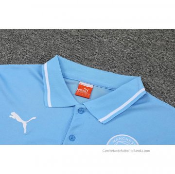 Conjunto Polo del Manchester City 2022-2023 Azul y Blanco